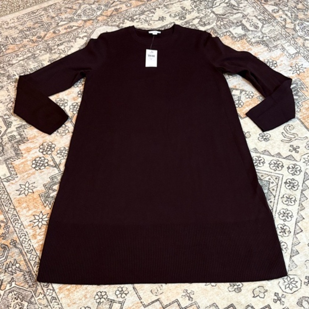 NWT J. JILL S long sleeve A line sweater dress in dark fig